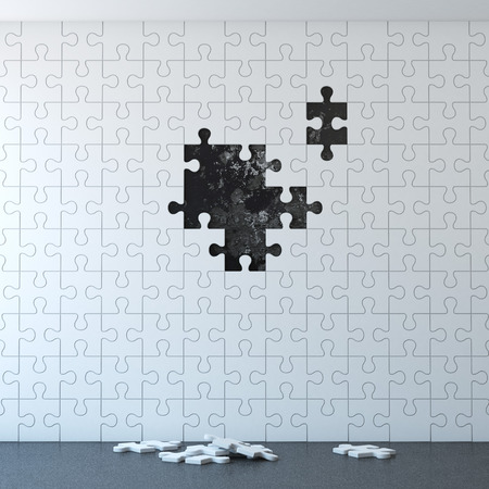White puzzle wall without piecesの写真素材