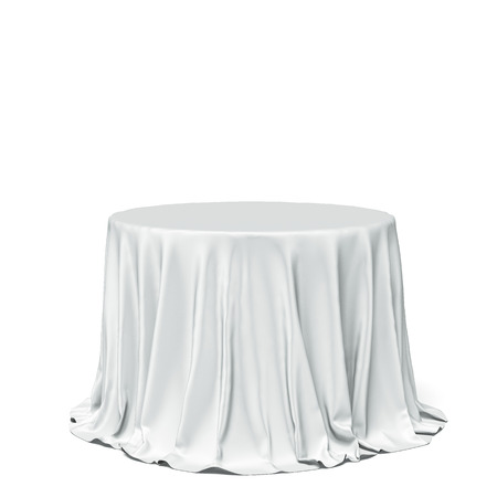 Big white round table and clothの写真素材