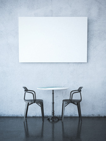 Blank poster on wall. 3d renderingの写真素材