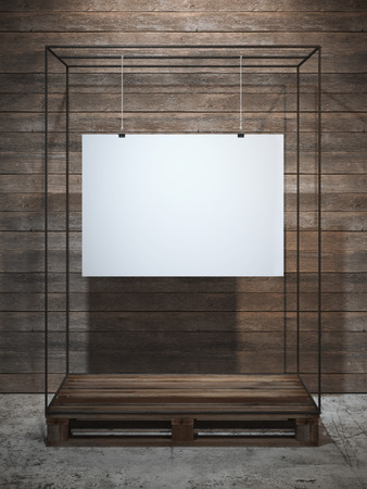 White poster hanging. 3d renderingの写真素材