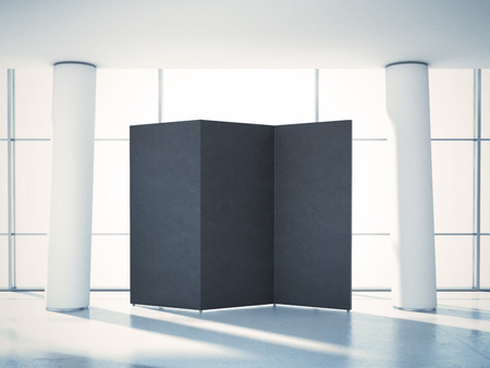 Black banner in interior. 3d renderingの写真素材