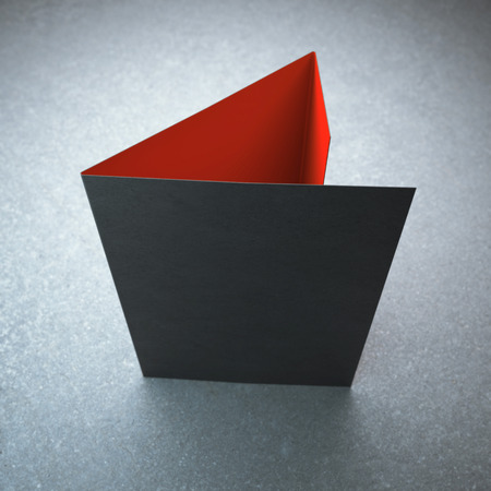 Blank black tri fold brochure