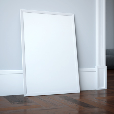 Classic interior with white blank canvas. 3d renderingの写真素材