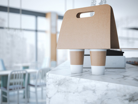 Coffee Holder on the table in cafe. 3d rendering Coffee Holder on the table in cafe. 3d rendering