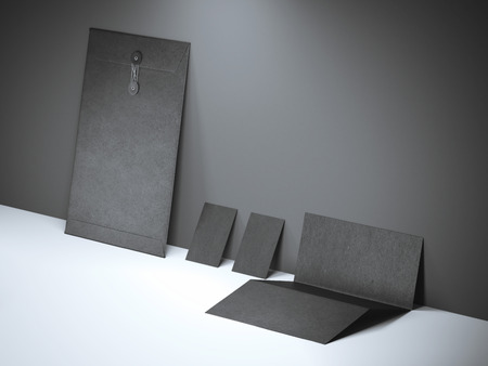 Black branding mockup near the concrete wallの写真素材