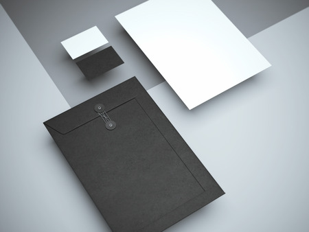 Modern branding mockup in gray studio. 3d renderingの写真素材