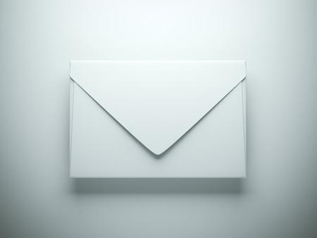 White envelope in a modern gray studio
