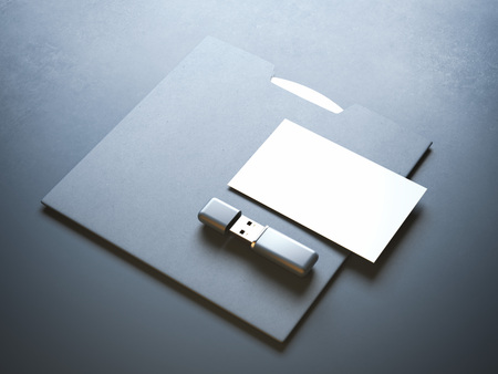 Mockup with business card and flash drive