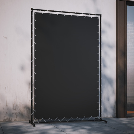 Black banner on the bright street. 3d renderingの写真素材