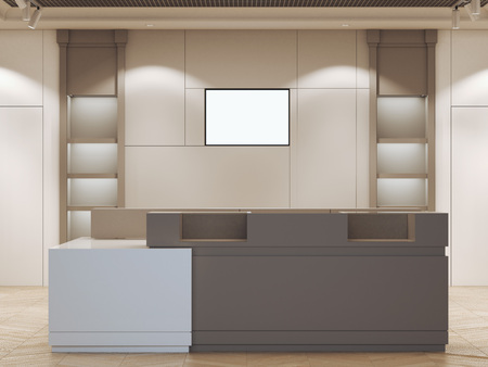 Boutique interior with modern reception. 3d renderingの写真素材