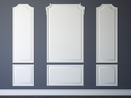 Simple classic style interior with gray walls. 3d renderingの写真素材