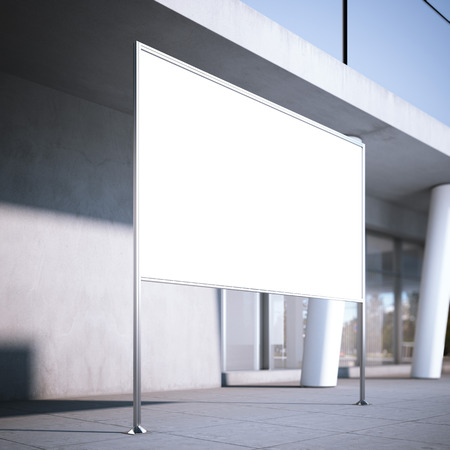 Blank billboard on the street near office building. 3d renderingの写真素材