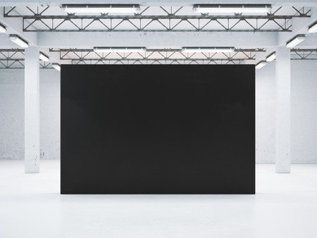 Bright white parking with black blank wall. 3d renderingの写真素材