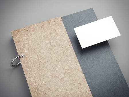 Modern notebook and blank white business card. 3d renderingの写真素材