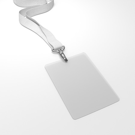 Blank badge with neckband and white tape. 3d renderingの写真素材