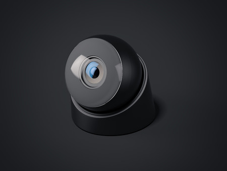 Modern black web camera isolated on a dark background. 3d rendering