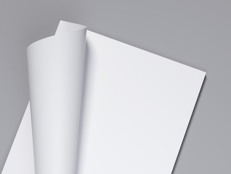 White sheet with curled corner. 3d renderingの写真素材