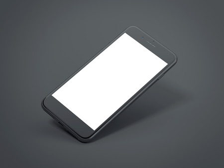 Dark modern smartphone in a black studio. 3d renderingの写真素材
