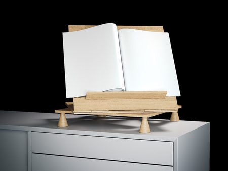 Wooden bookend with blank magazine. 3d renderingの写真素材