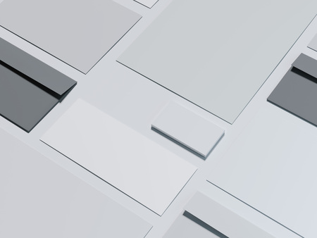 Gray branding mockup with dark envelopes. 3d renderingの写真素材