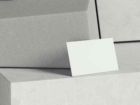 White business card on stone cubes. 3d renderingの写真素材