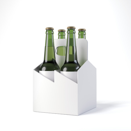 Blank beer package with four bottles. 3d renderingの写真素材
