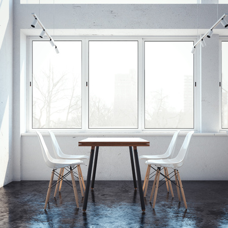 Interior of the restaurant with table. 3d renderingの写真素材