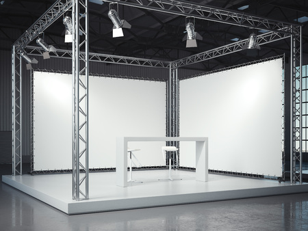 Empty stage with framework and lightspots. 3d renderingの写真素材