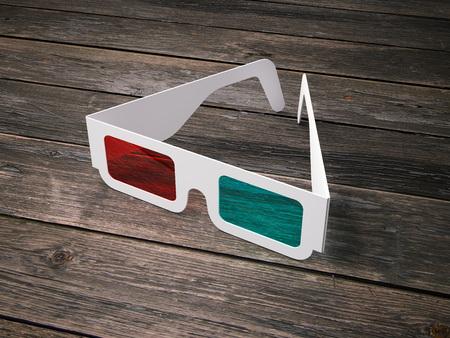 Stereo glasses for cinema. 3d renderingの写真素材