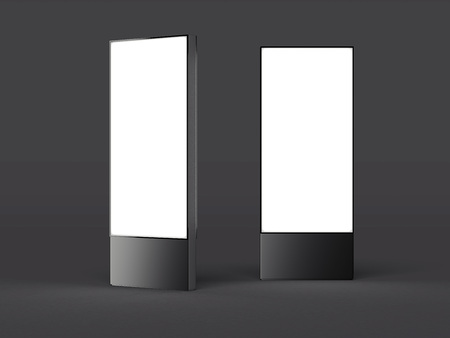 Dark metal blank vertical billboard . 3d renderingの写真素材