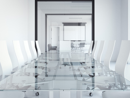 White modern meeting room. 3d renderingの写真素材