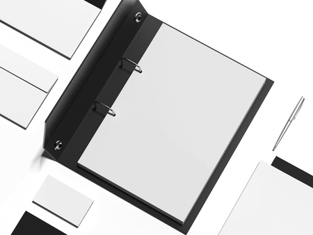 Mockup with black opened folder . 3d renderingの写真素材