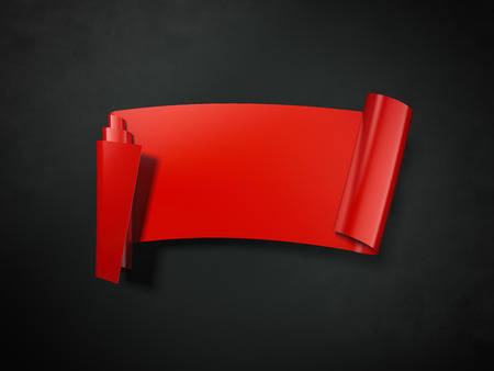 Red curled ribbon. 3d renderingの写真素材