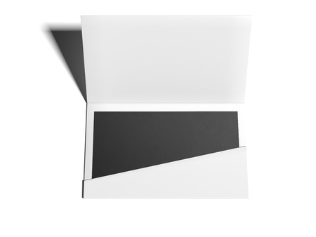 White envelope with blank sheet on bright floor. 3d renderingの写真素材