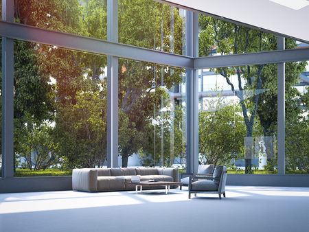 Modern office waiting area. 3d renderingの写真素材