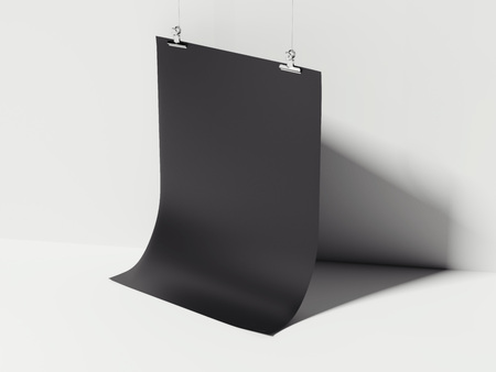 Black bent sheet hanging. 3d renderingの写真素材