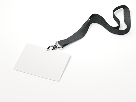 White horizontal badge with ribbon. 3d renderingの写真素材