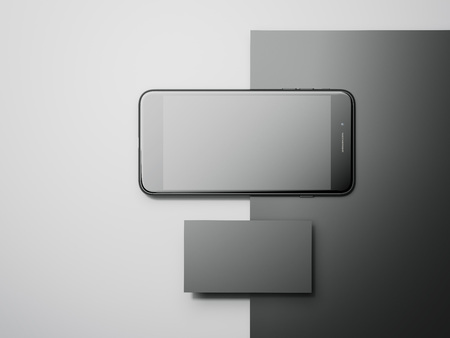 Business mockup with modern smartphone. 3d renderingの写真素材