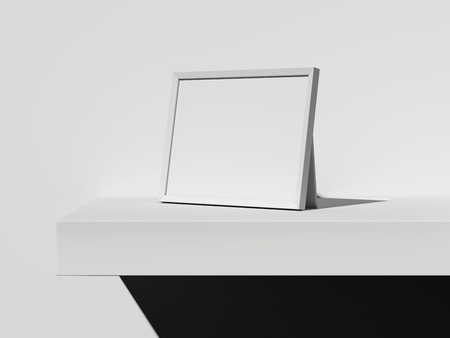 White frame without a picture. 3d rendering