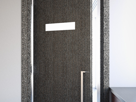 Opened door with nameplate. 3d renderingの写真素材