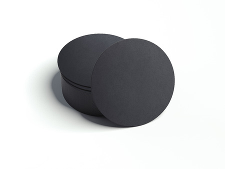 Black beer coasters. 3d renderingの写真素材