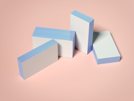 Four stacks of business cards. 3d renderingの写真素材