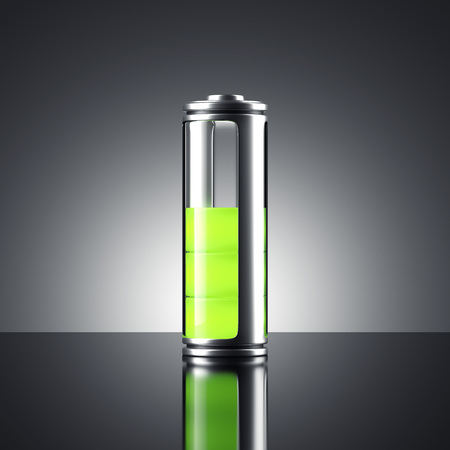Battery with green indicator. 3d renderingの写真素材