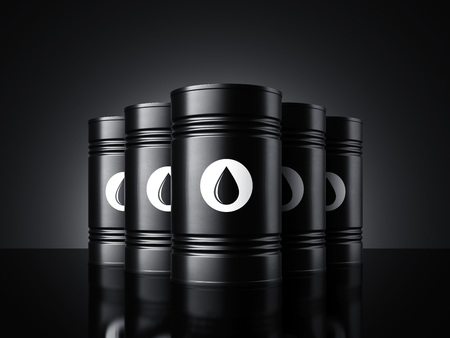 Black oil barrels. 3d renderingの写真素材