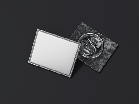 Square lapel pin with black blank face. 3d renderingの写真素材