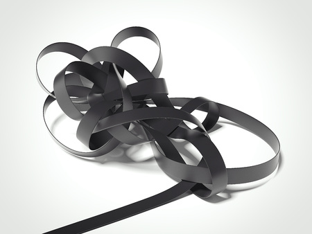 Black tangled ribbon. 3d renderingの写真素材