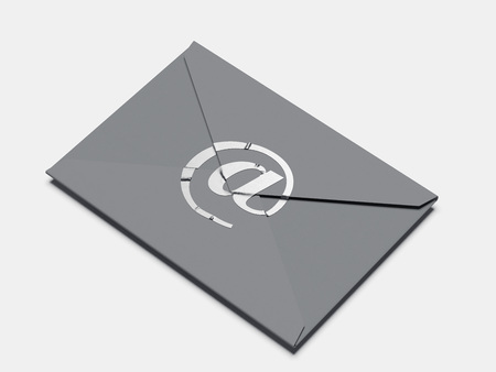 Gray envelope with at sign. 3d rendering