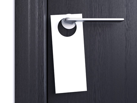 White door hanger tag. 3d renderingの写真素材