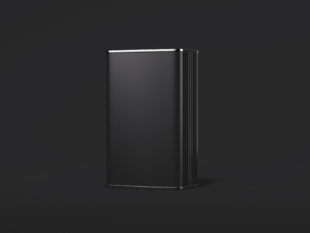 Blank black tin can. 3d renderingの写真素材