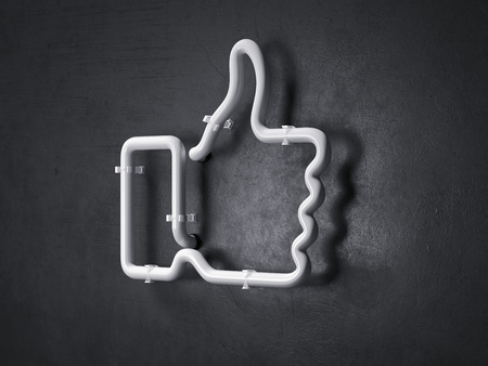 White electrical thumb up symbol, 3d rendering